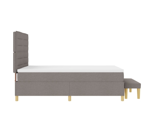 Cama con Somier  con Colchón y Banco Taupe 160x200 cm Tela
