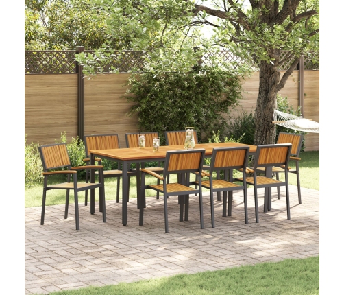Juego de Comedor de Jardín Conjunto de 9 Negro Metal Duradero