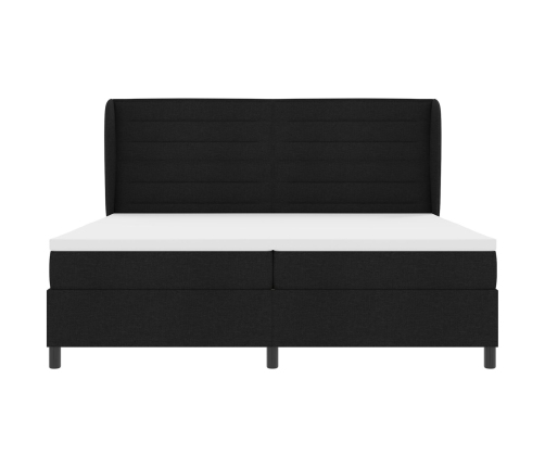 Cama Box Spring con Colchón  Negro 200x200 cm Tela