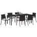 Conjunto de Comedor de Jardín de 7 Piezas de Ratan Negro
