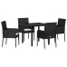 Set de Comedor de Jardín de 5 Piezas  con Cojines Negro Poliratán