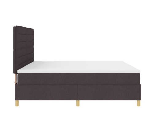 Cama con Box Spring  Marrón Oscuro 200x200 cm Tela