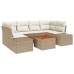 Juego de Sofás de Jardín 7 Piezas Beige Poliratán