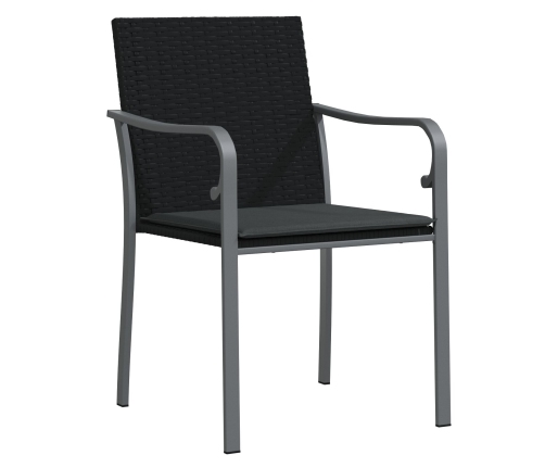 Conjunto de Comedor de Jardín de 5 Piezas con Cojines de Poliratán Negro