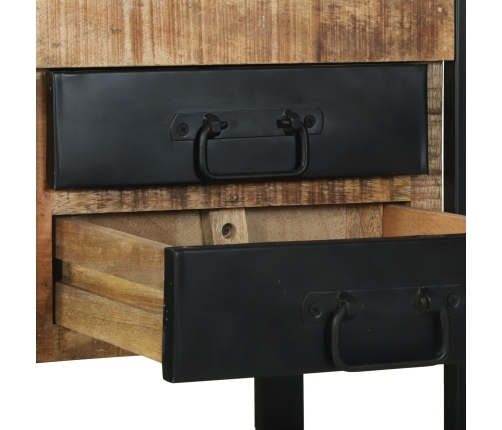 Mesas Auxiliares  Madera natural y negra Madera sólida de mango, Metal