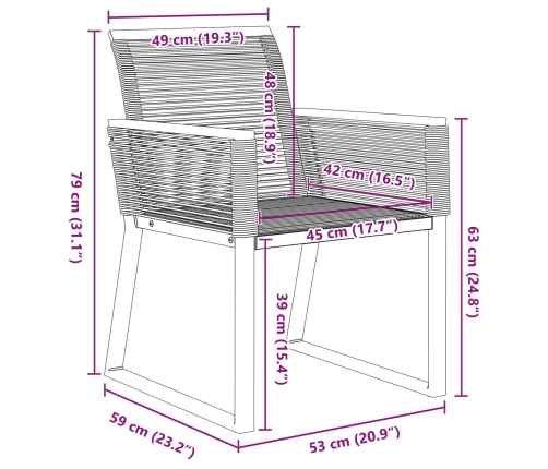 Conjunto de Comedor de Jardín  de 9 Piezas Negro Poliratán