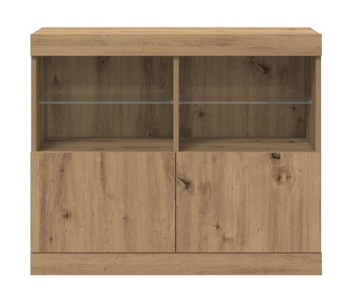 Aparador  con luces LED de roble artesanal 81x37x67 cm