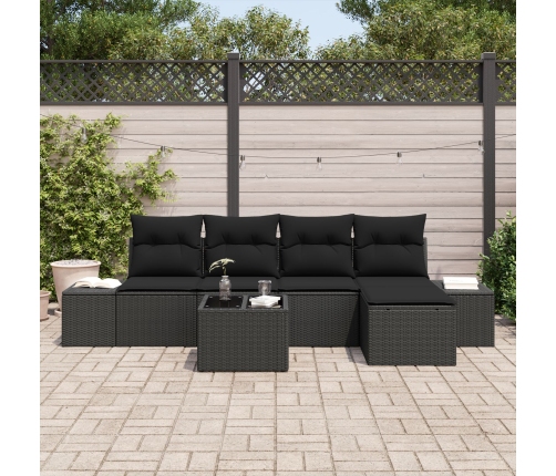Conjunto de Sofá de Jardín de 6 Piezas con Cojines Beige de Poliratán