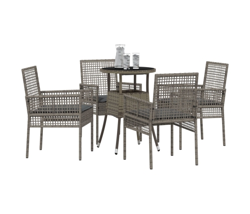 Conjunto de Comedor de Jardín  de 5 Piezas Gris Poliratán