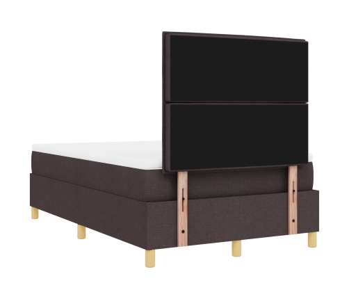 Cama con Somier  con Colchón Marrón Oscuro 120x200 cm Tela