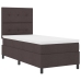 Cama con Somier y Colchón Marrón Oscuro 90x200 cm de Tela