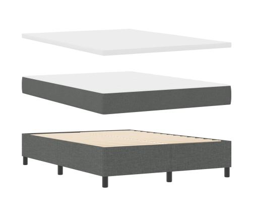 Cama con Somier  Gris Oscuro 140x190 cm Tela