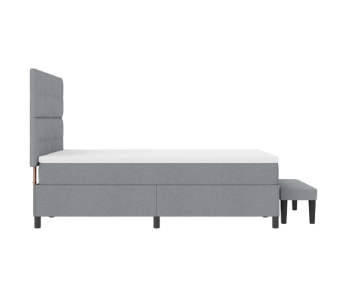 Cama con Somier  con Colchón y Banco Gris Claro 140x200 cm Tela