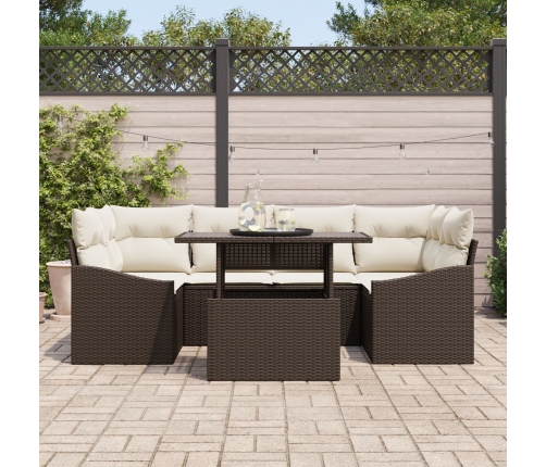 Conjunto de Sofá de Jardín  Set de 7 Marrón Ratán