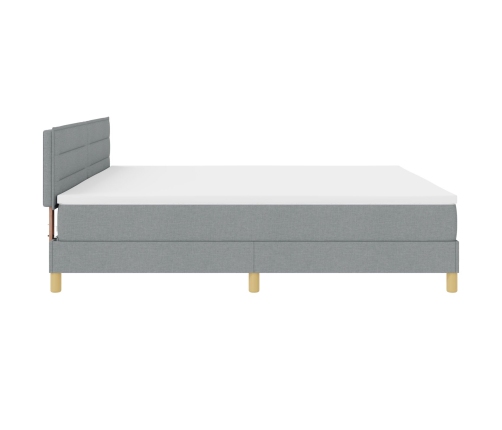 Cama con Base  con Colchón y Luz LED Gris Claro 200x200 cm Tela
