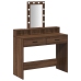 Mesa de maquillaje  con luces LED de madera de roble marrón 100x41x140 cm