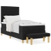 Cama con Base  con Colchón y Banco Negro 90x200 cm Tela