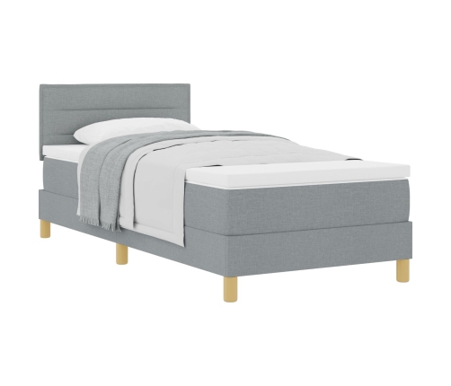 Cama con Base con Colchón Gris Claro 90x200 cm Tela