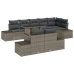 Conjunto de Sofá de Jardín  Set de 9 Marrón, Gris Ratán, Tela