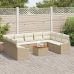 Juego de Sofás de Jardín de 10 Piezas con Cojines Beige Poliratán Acacia