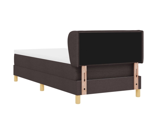 Cama Box Spring  con Colchón Marrón Oscuro 100x200 cm Tela