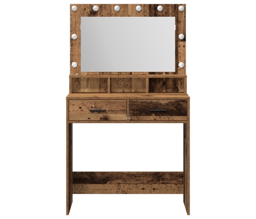 Mesita de Tocador  con Luces LED de Madera Vieja 79x41x135 cm