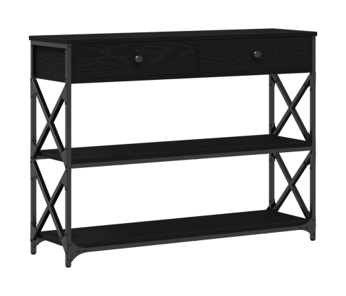 Mesa Consola  Negro Roble 100x28x75 cm Madera Elaborada y Acero