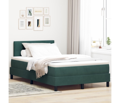 Cama Box Spring  con Colchón Verde Oscuro 120x200 cm Terciopelo