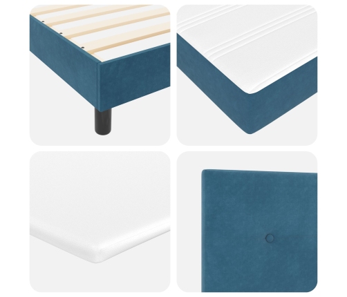 Cama Box Spring  con Colchón Azul Oscuro 160x200 cm de Terciopelo