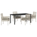Conjunto de Comedor de Jardín de 5 Piezas con Cojines Gris Claro Poliratán