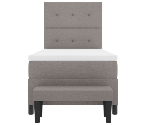 Cama con Somier con Colchón y Banco Taupe 100x200 cm Tela