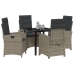 Set de Comedor de Jardín de 5 Piezas  con Cojines de Rattan Poliéster Gris