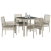 Set de Comedor de Jardín de 5 Piezas con Cojines Gris Claro de Poliratán