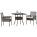 Conjunto de Comedor de Jardín  de 3 Piezas Marrón Ratán Poliéster
