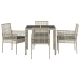 Set de Comedor de Jardín de 5 Piezas con Cojines Gris Claro de Poliratán
