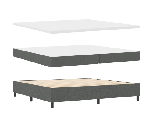 Cama con base y colchón gris oscuro 200x200 cm de tela