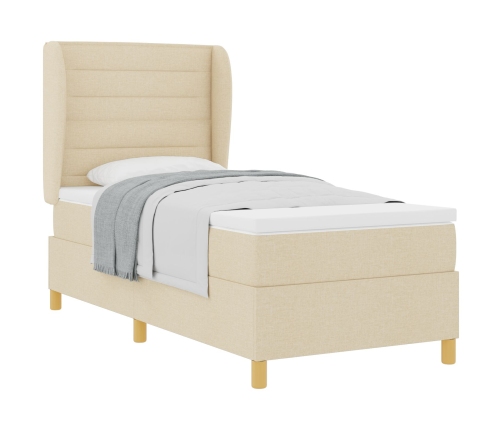 Cama con somier de  y colchón Crema 90x190 cm Tela