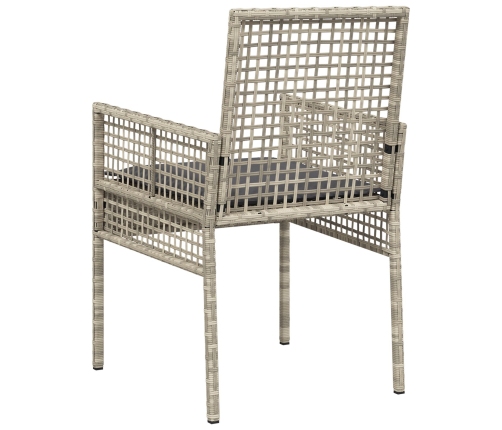 Sillas de Jardín  2 pcs con Cojines Gris Claro Poliratán