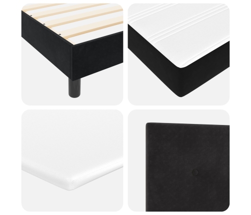 Cama Box Spring  con colchón Negro 160x200 cm Terciopelo
