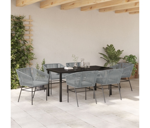 Set de Comedor de Jardín  de 2 Piezas con Cojines Gris Poliratán