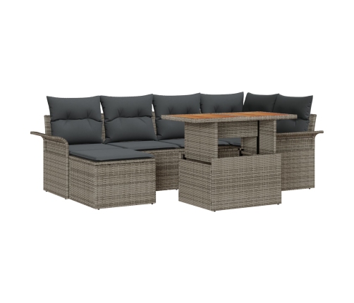 Conjunto de sofá de jardín  Set de 7 Gris Poliratán, acero, vidrio