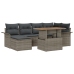 Conjunto de sofá de jardín  Set de 7 Gris Poliratán, acero, vidrio