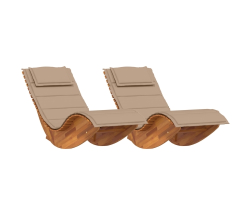 Tumbona Solar Juego de 2 Taupe Madera maciza de Acacia Estándar