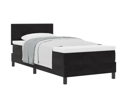 Cama Box Spring  con Colchón Negro 90x200 cm Terciopelo