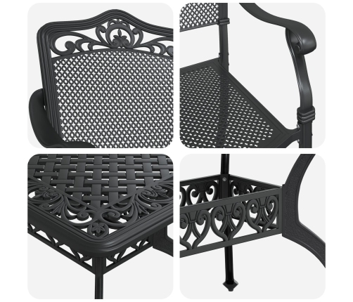 Set de 4 Negro Aluminio Fundido 150x90x72 cm