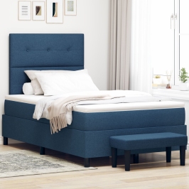 Cama con Box Spring y Colchón Azul 120x200 cm Tela