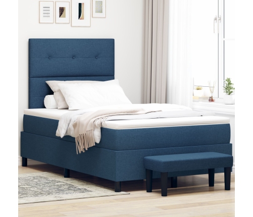 Cama con Box Spring y Colchón Azul 120x200 cm Tela