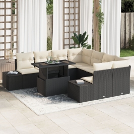 Juego de Sofás de Jardín  Set de 9 Beige Ratan