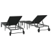 Tumbonas  2 pcs con ruedas y mesa negro de poliratán