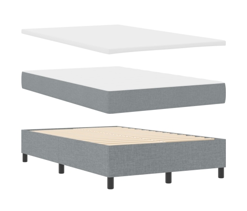 Cama con Base de Resorte con Colchón Gris Claro 120x200 cm Tela